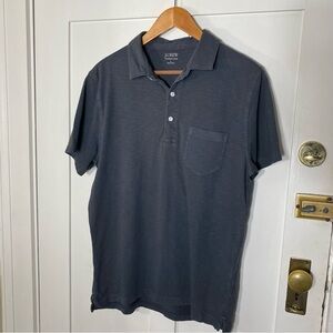 J. Crew Garment -Dyed Gray Polo Short Sleeve Shirt  Style #J1851 L